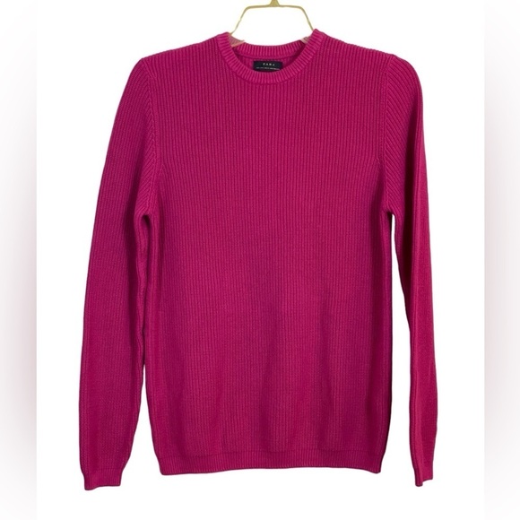 Zara 100% fine cotton pink pull over sweater. Size large GUC - Picture 1 of 9